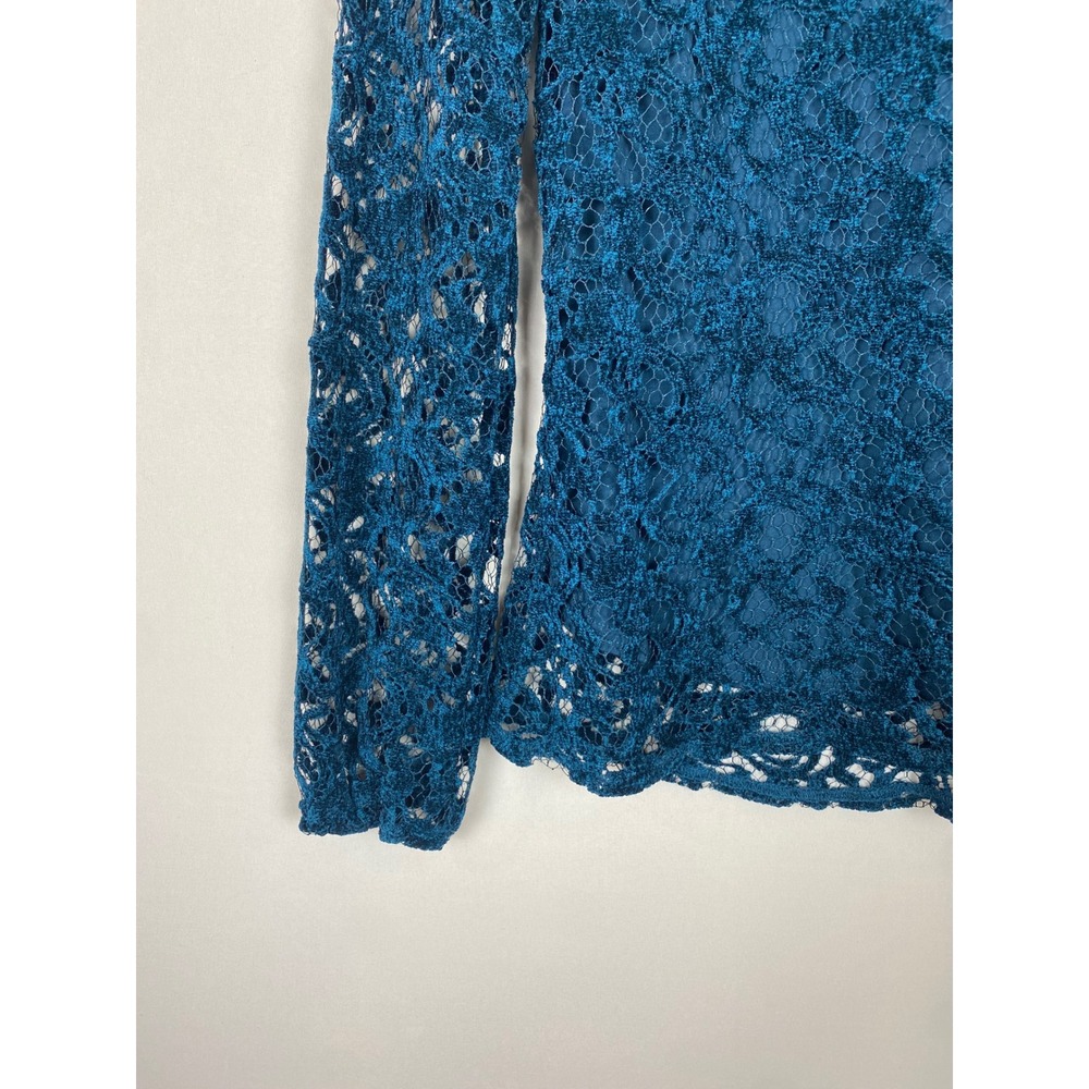 NWT Sundance Remarkable Beauty XS Blue Floral Lace Long Sleeve Lined Blouse Boho - Picture 5 of 8